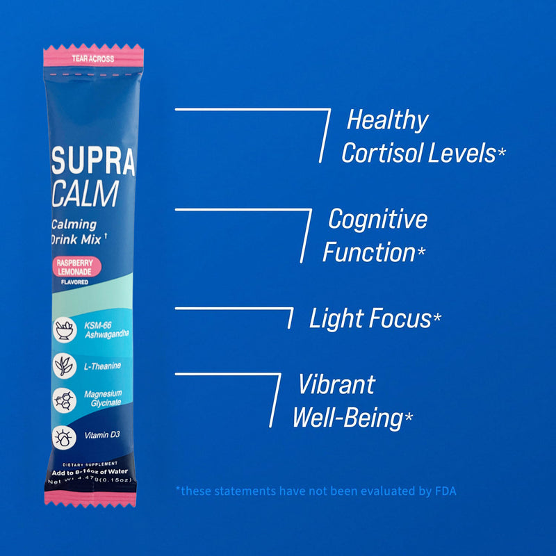 Nello Supercalm Powdered Drink Mix, Raspberry Lemonade, L Theanine, Ksm-66 Ashwagandha, Magnesium Glycinate, Vitamin D 3, Supplements For Relaxation & Focus, No Sugar, Non GMO, On The Go
