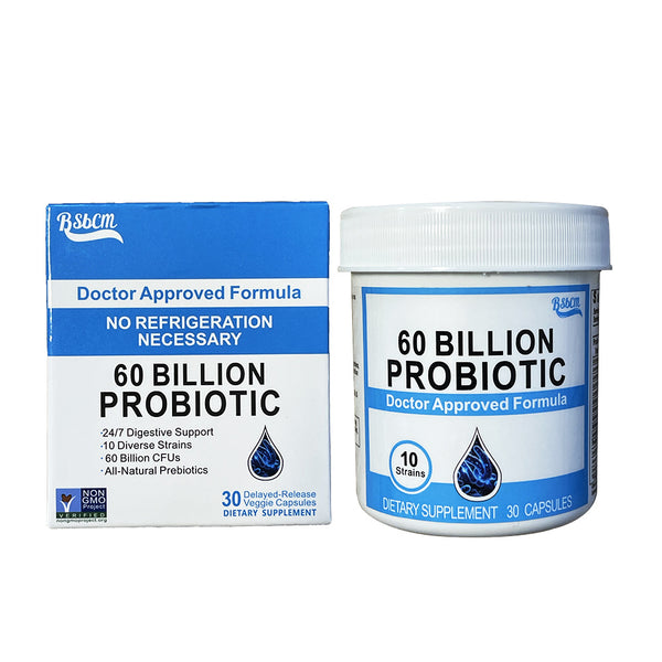 Probiotics 60 Billion CFU  10 Strains  Organic Prebiotics - Immune, Digestive  Gut Health - Supports Occasional Constipation, Diarrhea, Gas & Bloating - For Women & Men - 30ct